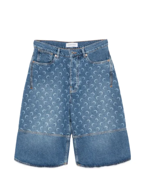 Marine Serre moon-print panelled denim shorts