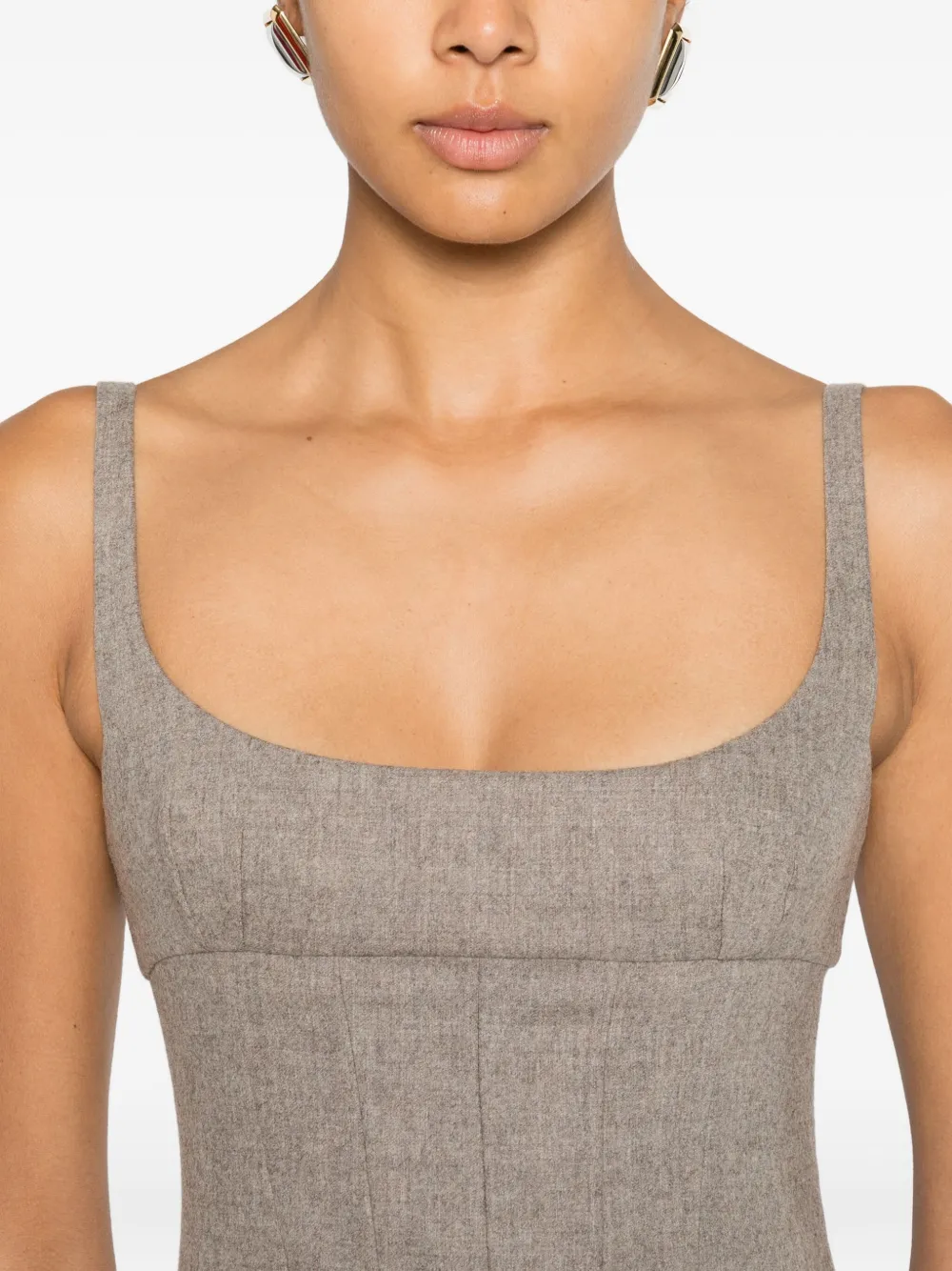 Khaite Lotte Square-neck Midi Dress In Brown