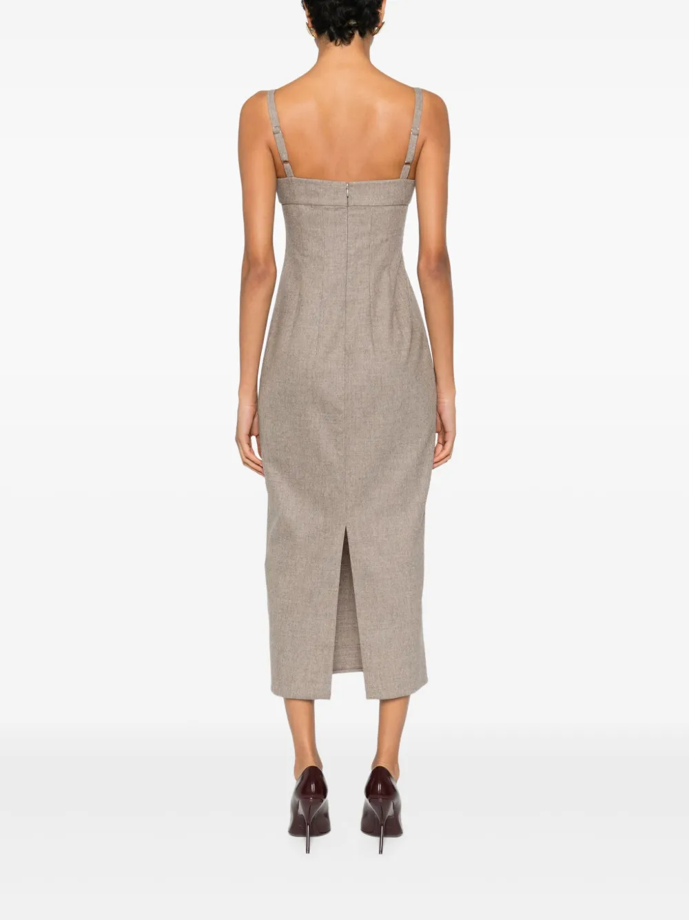 Khaite Lotte Square-neck Midi Dress In Brown