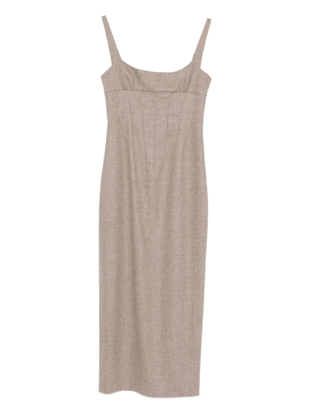 Khaite Lotte Square-neck Midi Dress In Brown