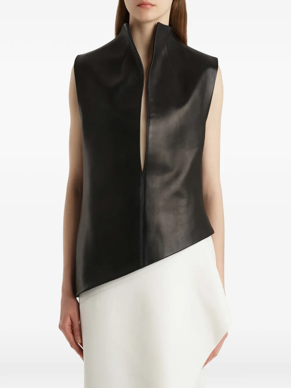 KHAITE Von high-neck asymmetric top - Black