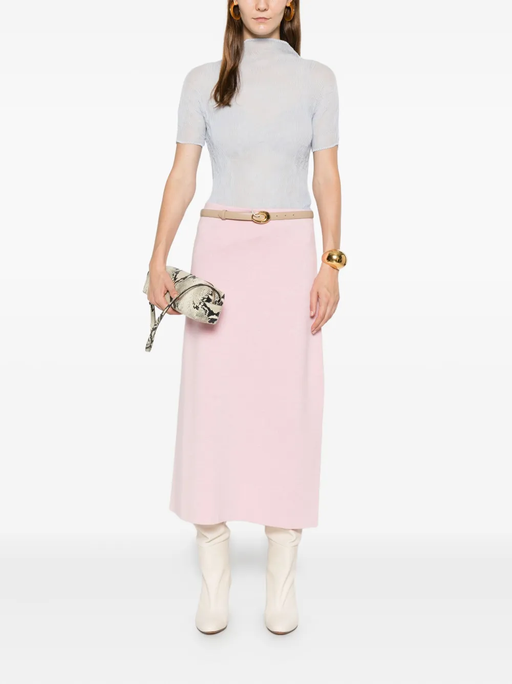 Khaite Patri Midi Skirt In Pink