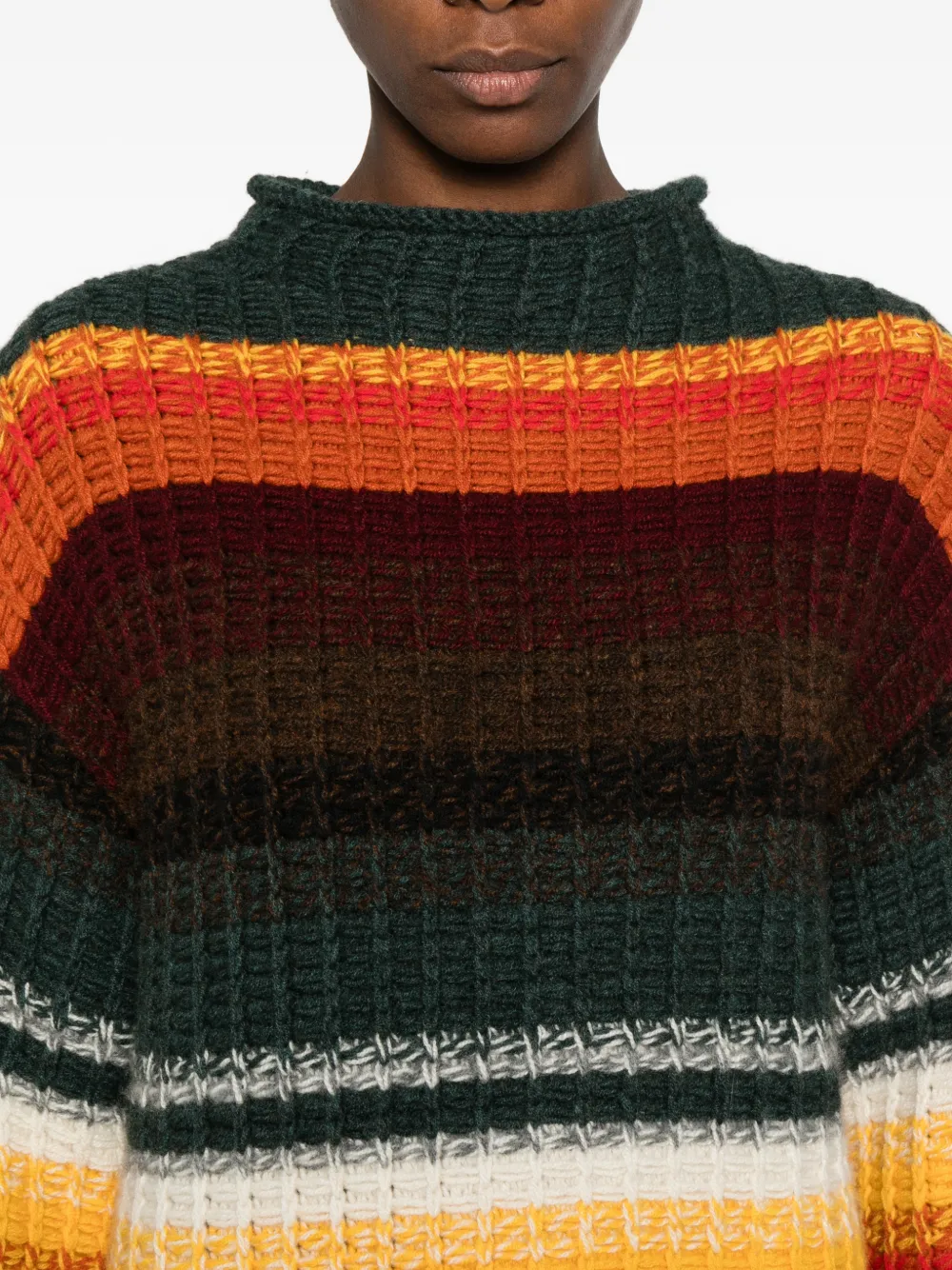Khaite Yanis Oversized Ribbed Striped Cashmere Sweater In Animal Print