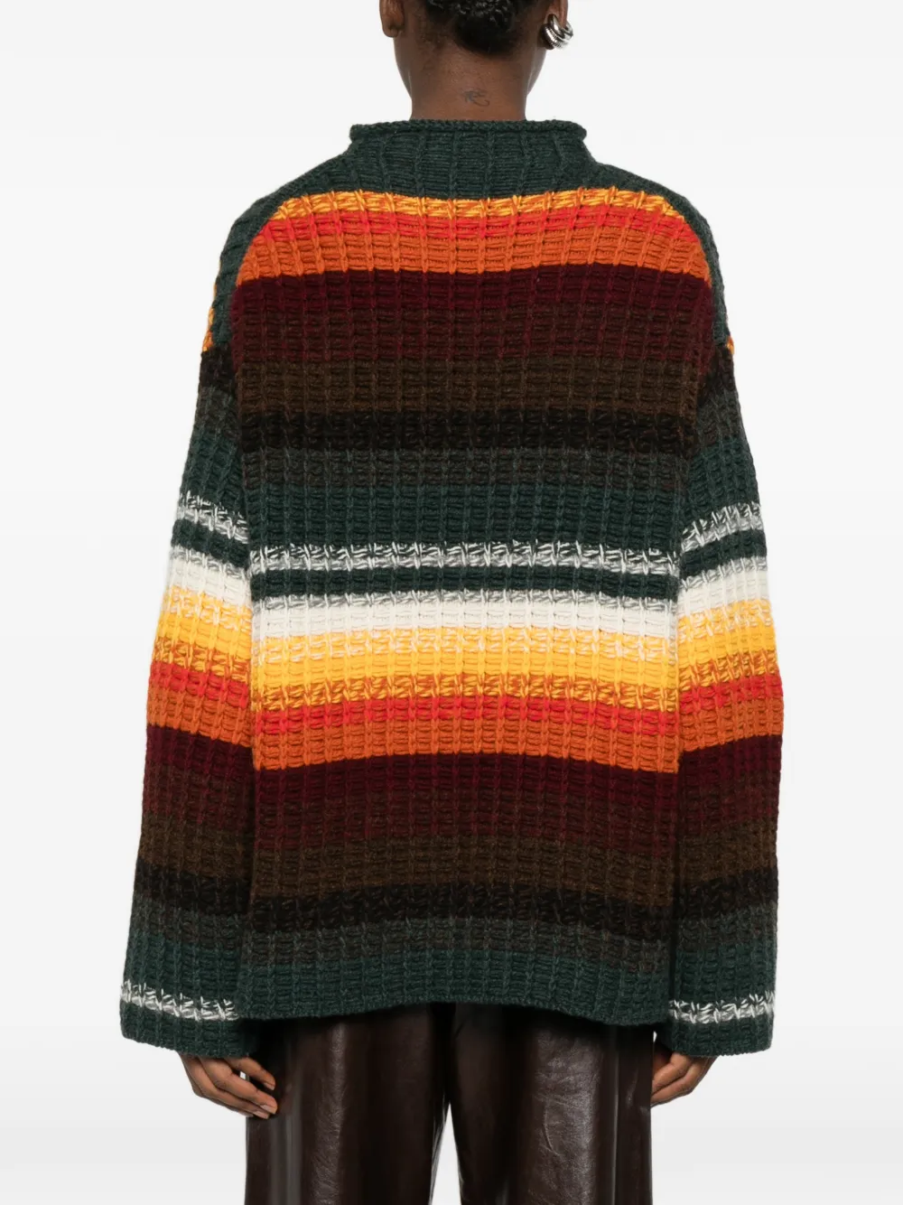 Khaite Yanis Oversized Ribbed Striped Cashmere Sweater In Animal Print