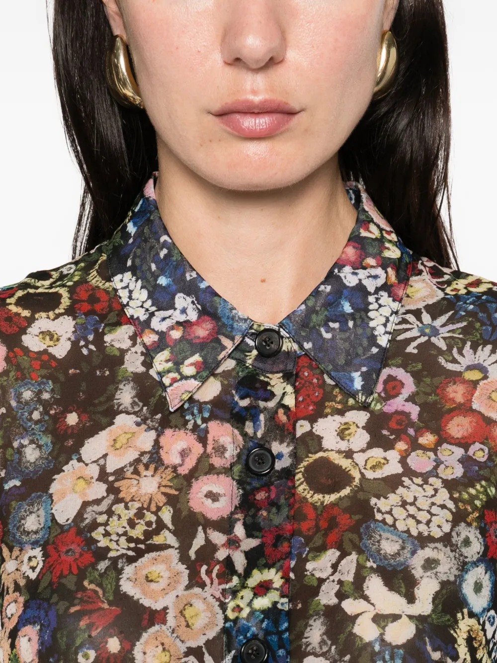 Khaite Goya Printed Silk-chiffon Shirt In Multi