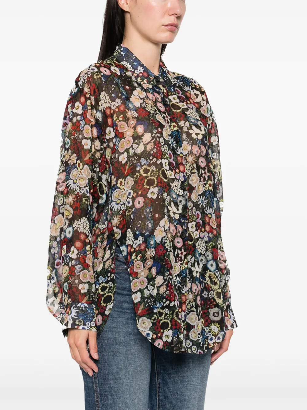 Khaite Goya Printed Silk-chiffon Shirt In Multi