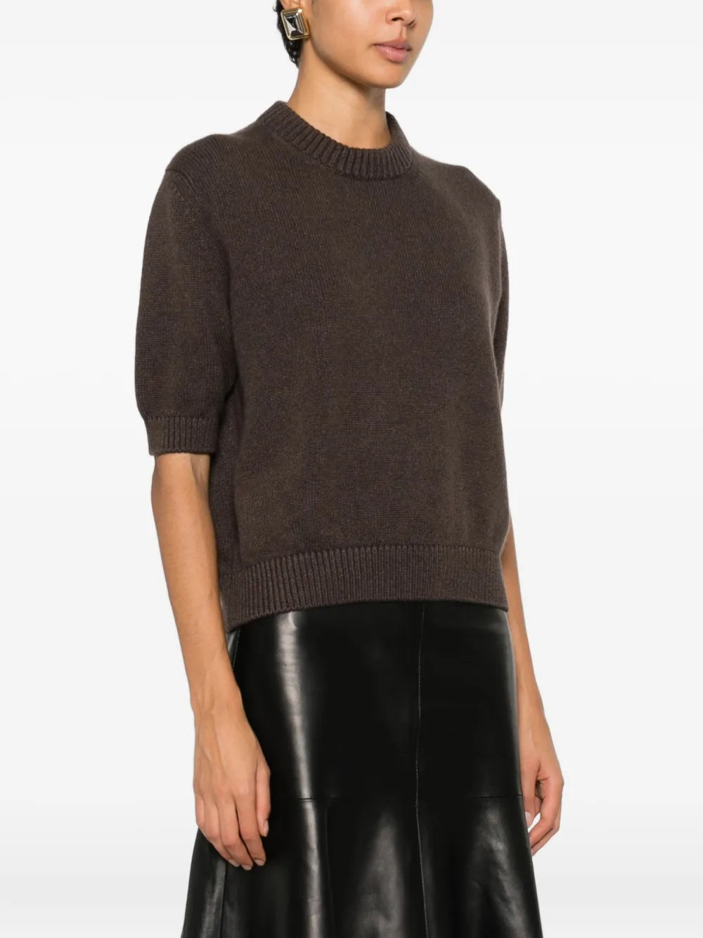 Khaite Davin Short-sleeve Sweater In Brown