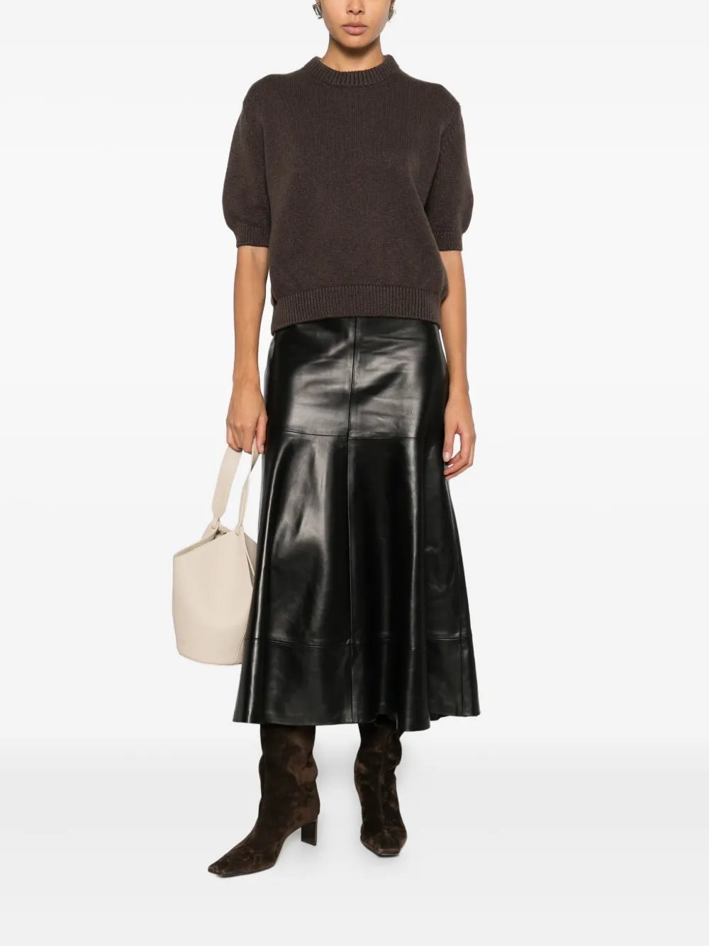 Khaite Davin Short-sleeve Sweater In Brown