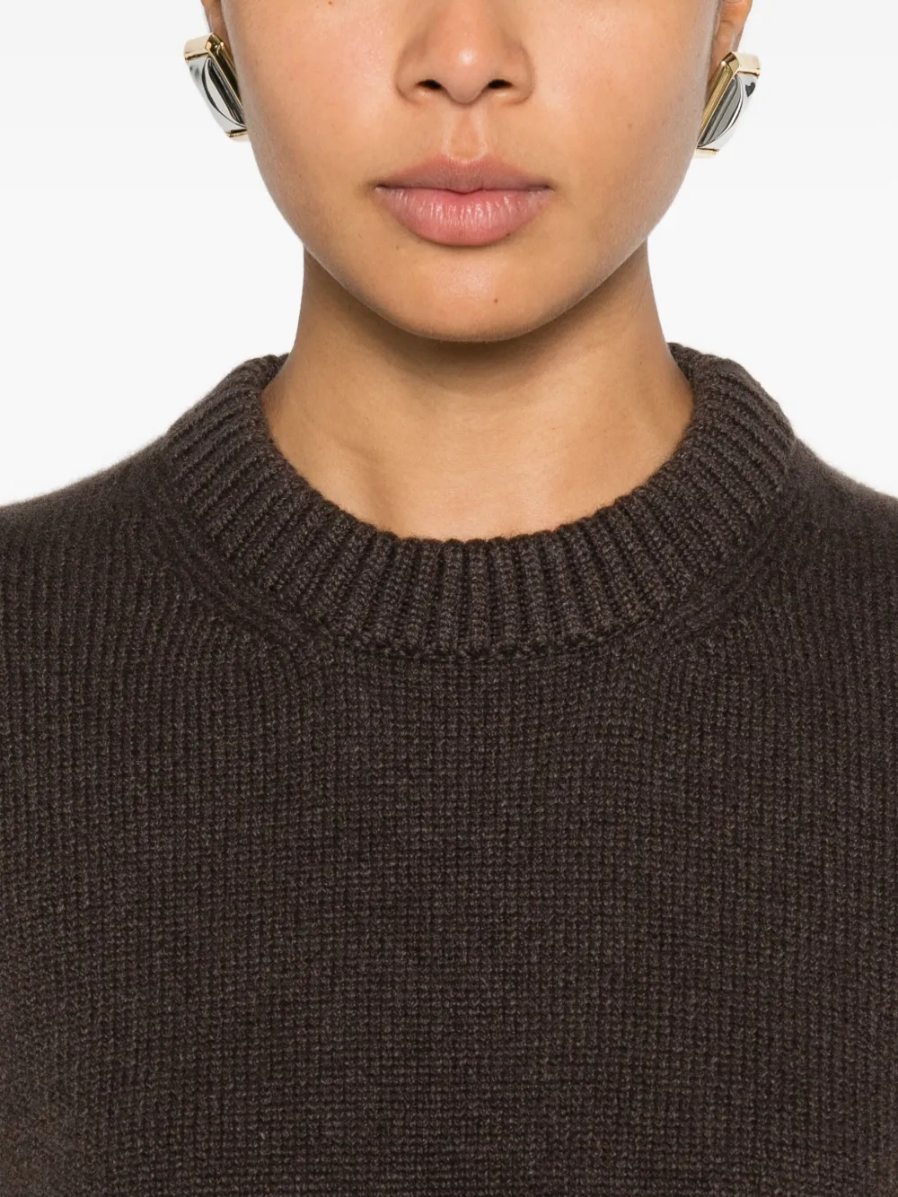 Khaite Davin Short-sleeve Sweater In Brown
