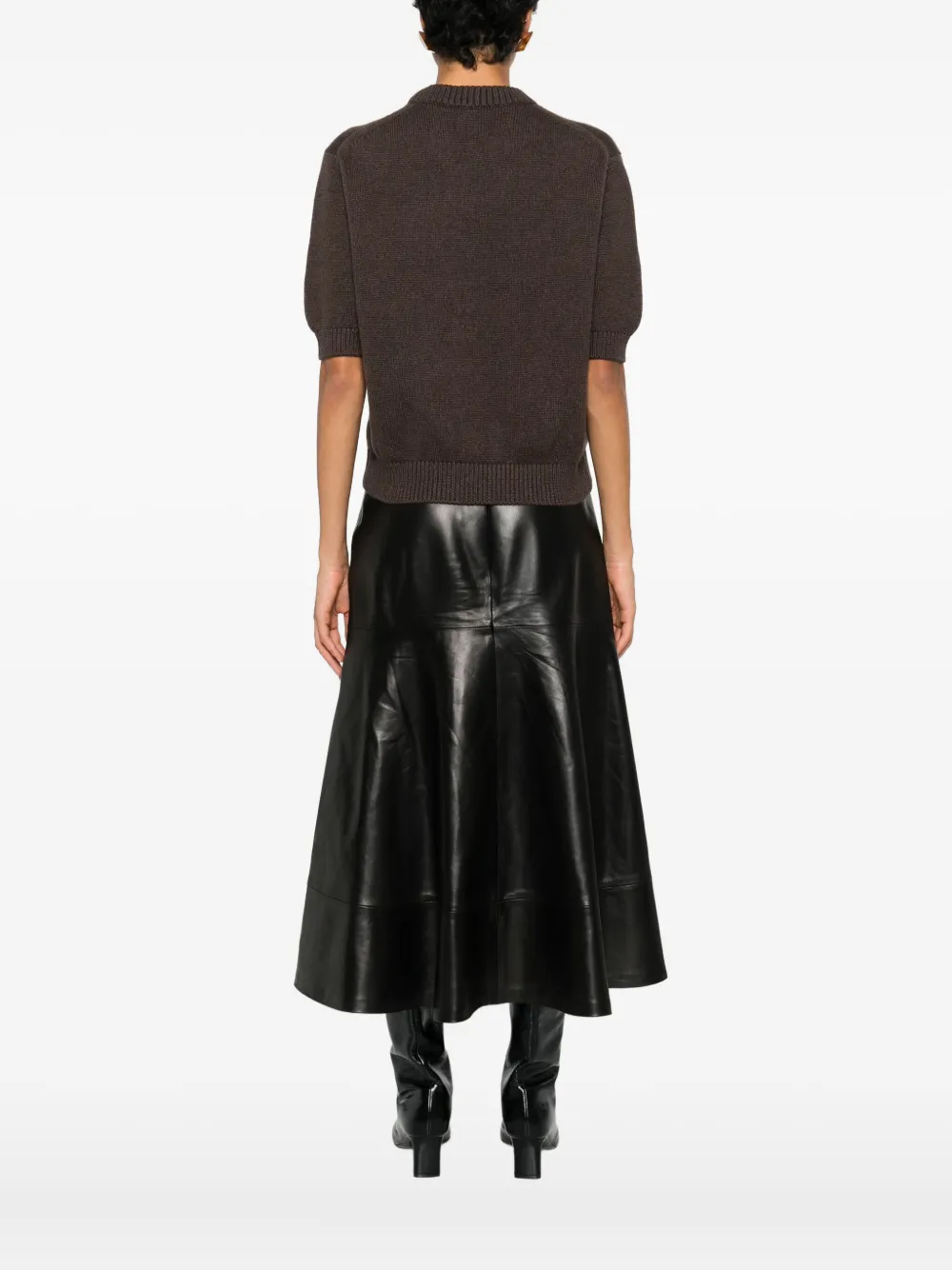 Khaite Davin Short-sleeve Sweater In Brown