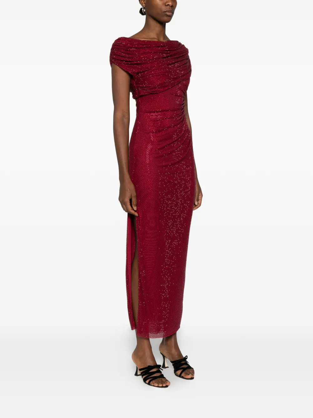  Self-portrait Drape Detail Midi Dress - Red 