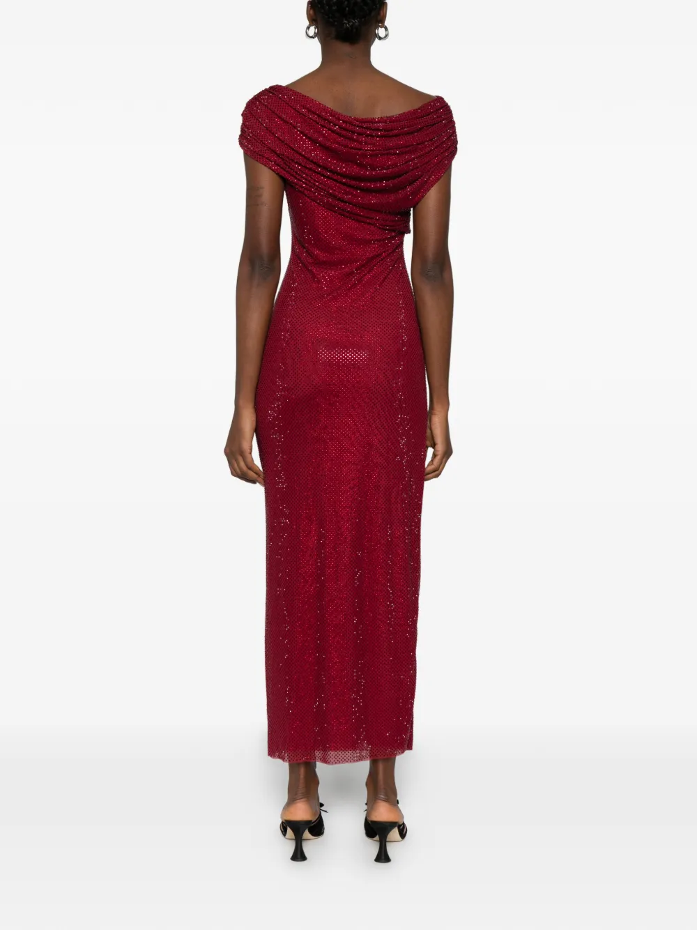 Self-Portrait Midi-jurk met gedrapeerd detail Rood