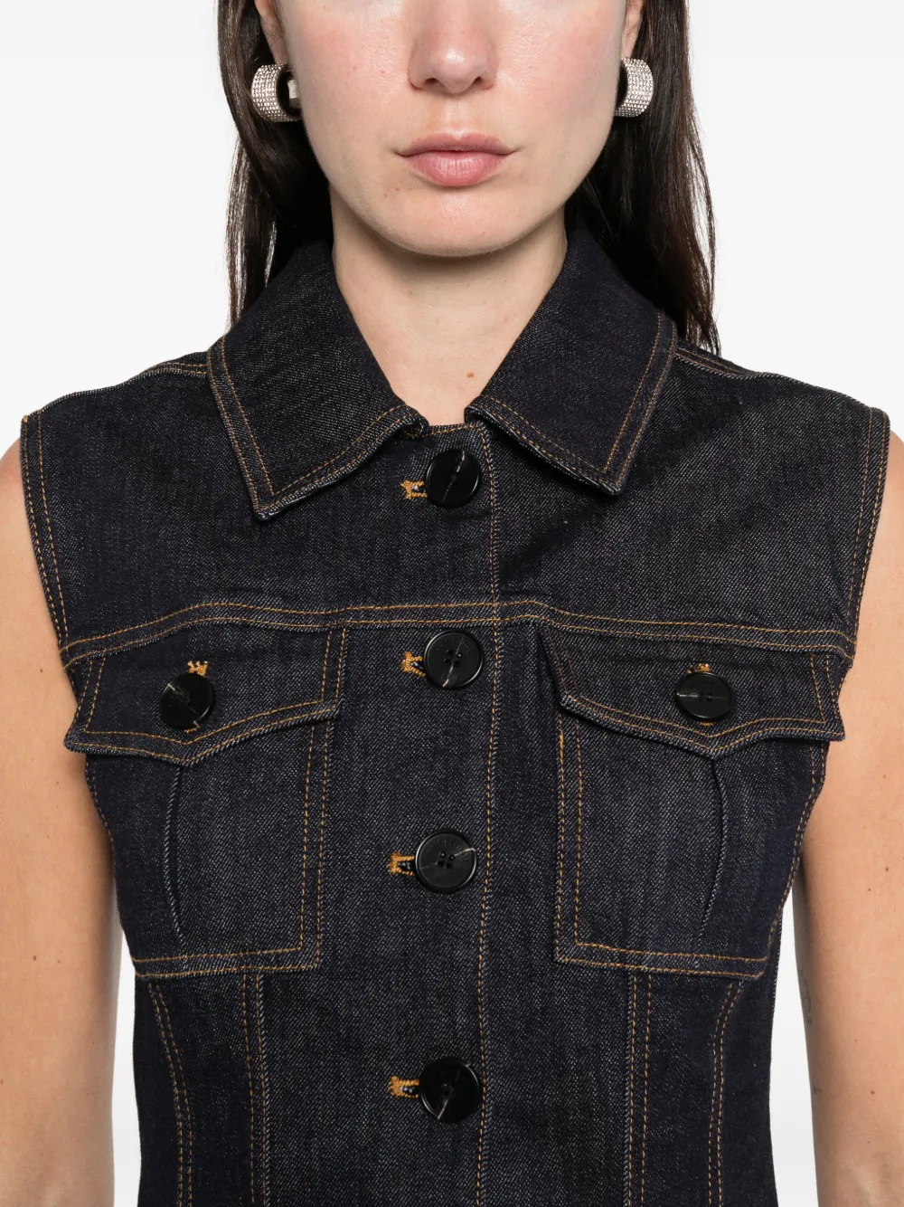 Self-portrait Belted Denim Mini Dress In Multi