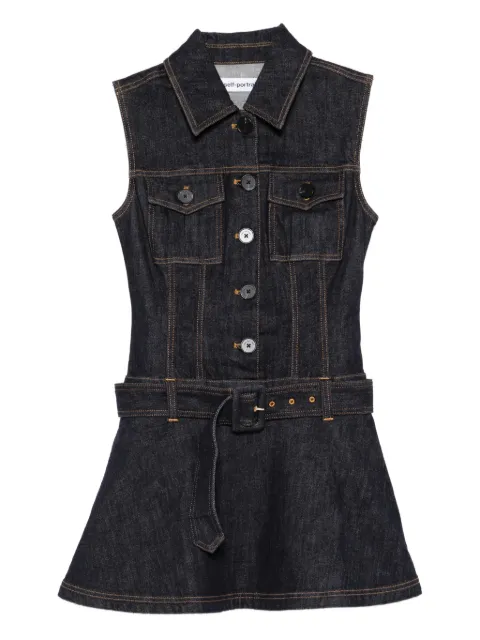 Self-Portrait belted denim mini dress