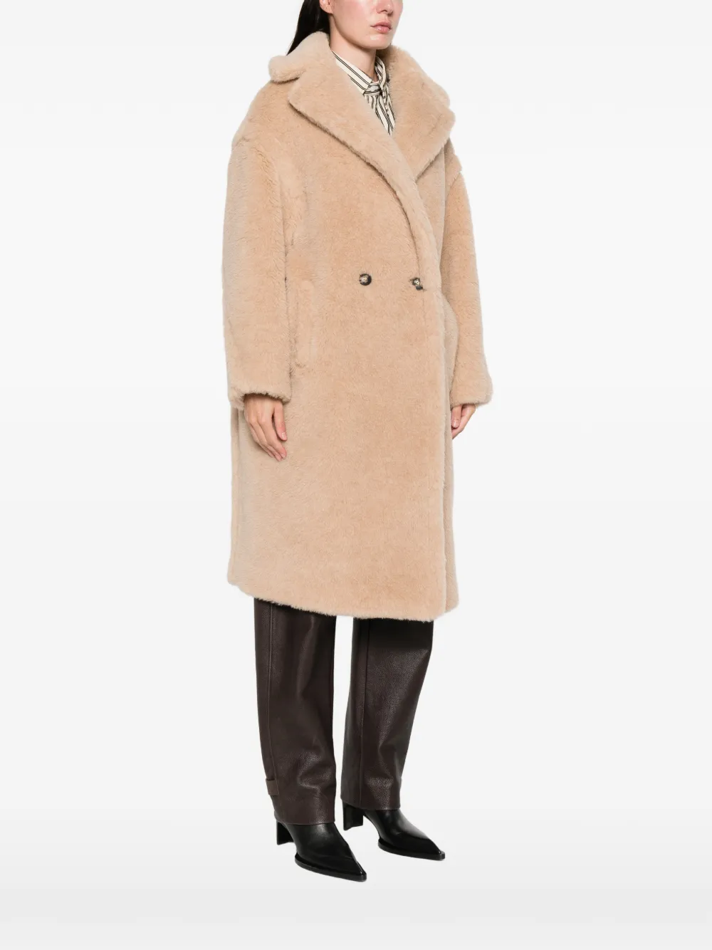 Max Mara Tedgirl Double-breasted Coat In Neutral