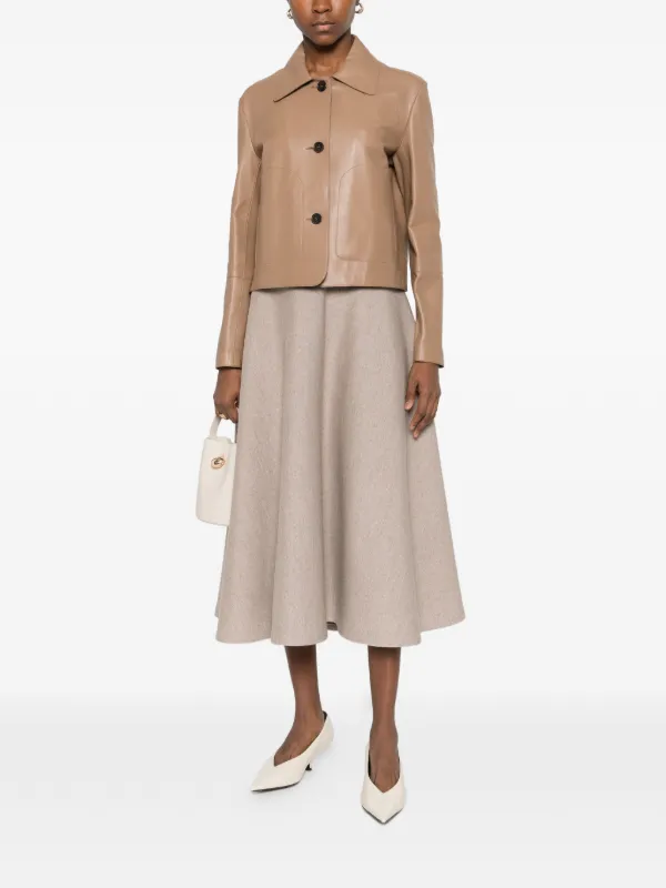 ☆sakuchan3588☆Max Mara ベスト エクリュ38 Max Mara Whisky A-line Midi Skirt | Neutrals | FARFETCH