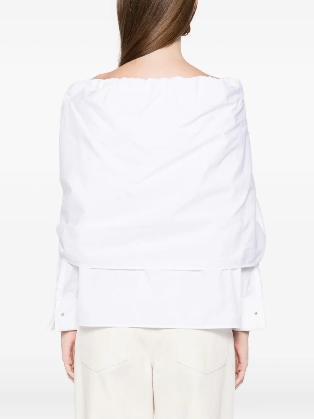 Max Mara Tie Layered Cotton Shirt In White
