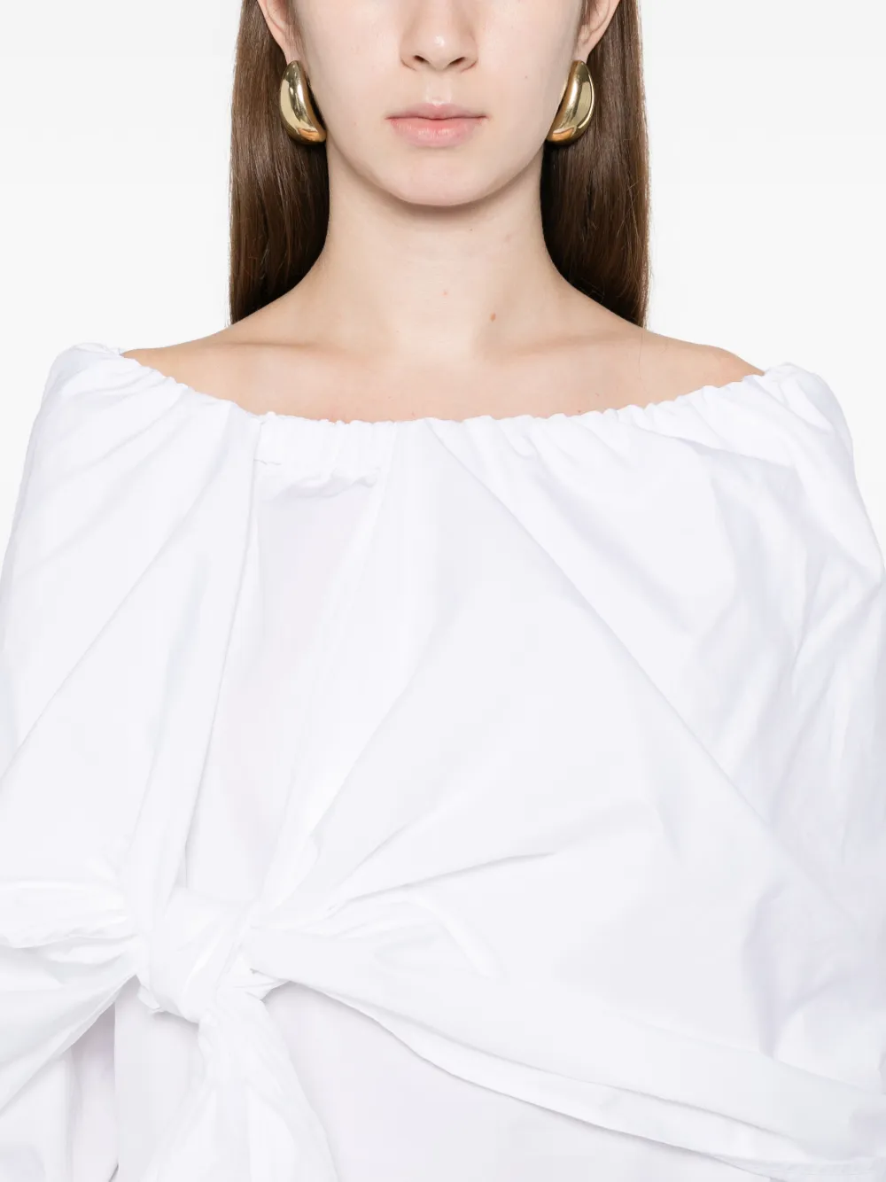 Max Mara Tie Layered Cotton Shirt In White