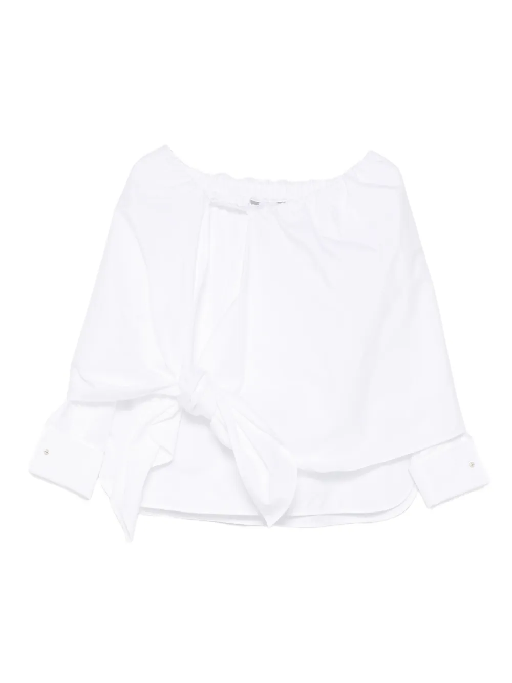 Max Mara Tie Layered Cotton Shirt In White