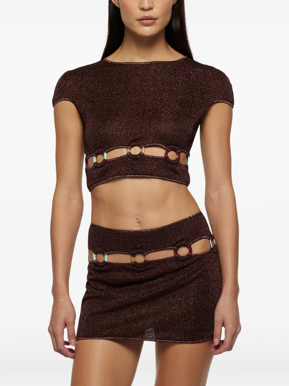 Oséree Lumière multi-ring mini skirt - Bruin