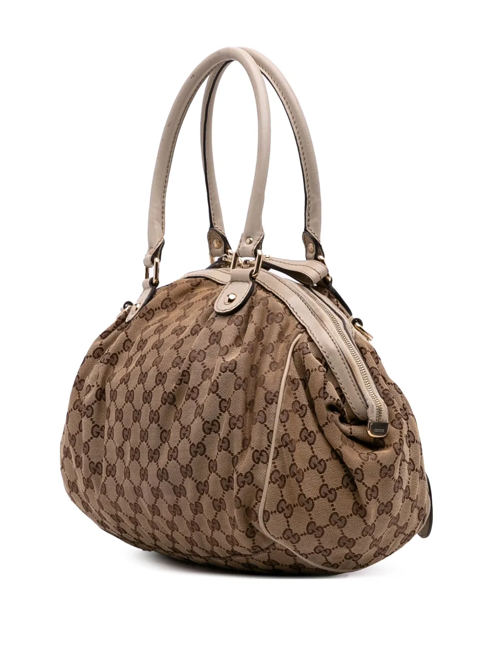 Pre-owned Gucci 2016-2025 Gg Canvas Sukey Satchel In Brown