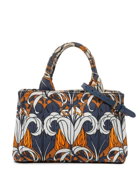 Prada Pre-Owned 2013-2025 Small Floral Printed Canvas Canapa satchel