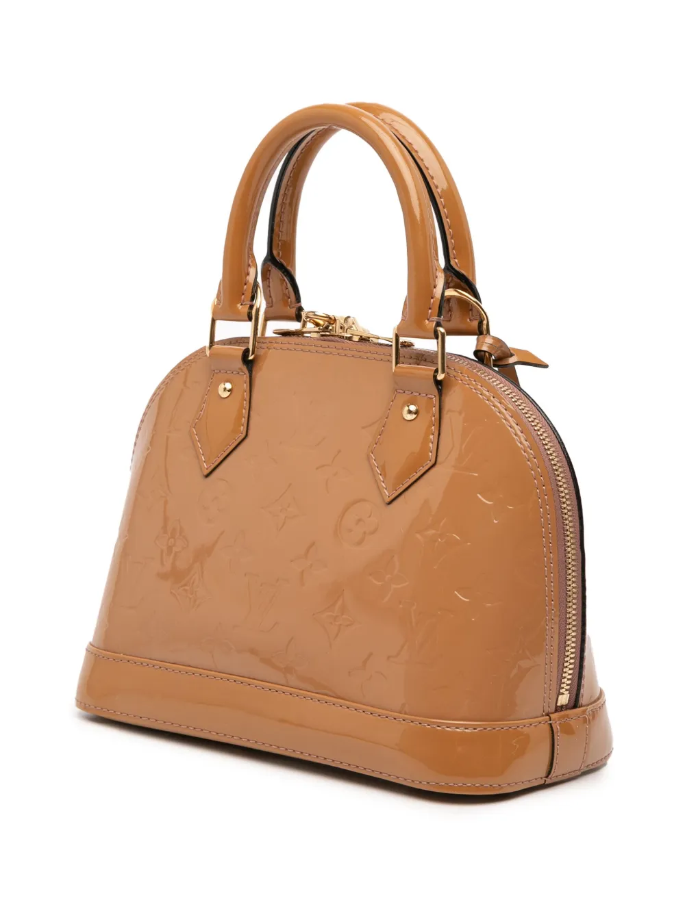 Pre-owned Louis Vuitton 2013 Monogram Vernis Alma Bb Satchel In Brown