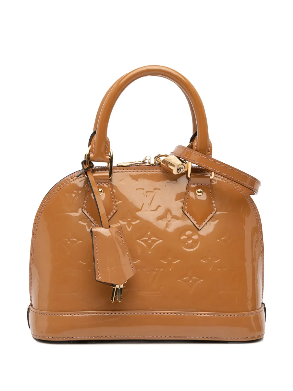 Pre-owned Louis Vuitton 2013 Monogram Vernis Alma Bb Satchel In Brown