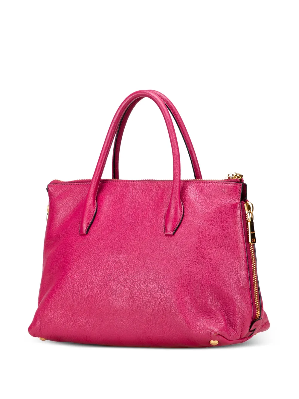 Pre-owned Miu Miu 2010-2025 Goatskin Madras Satchel In Pink