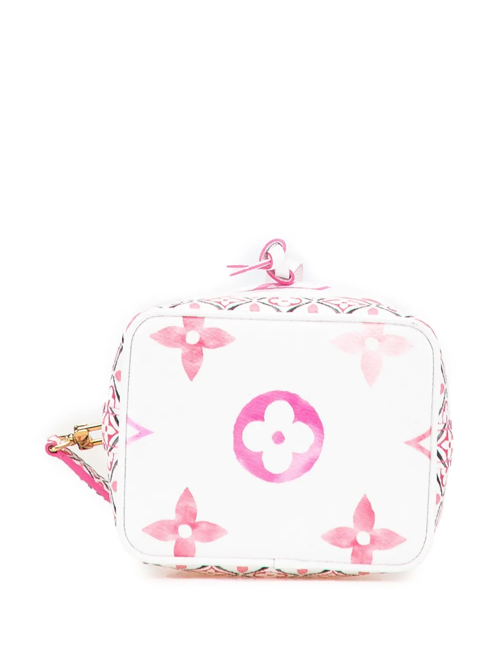 Pre-owned Louis Vuitton 2021-2025 Monogram Watercolor Giant By The Pool Nano Noe Bucket Bag In Pink