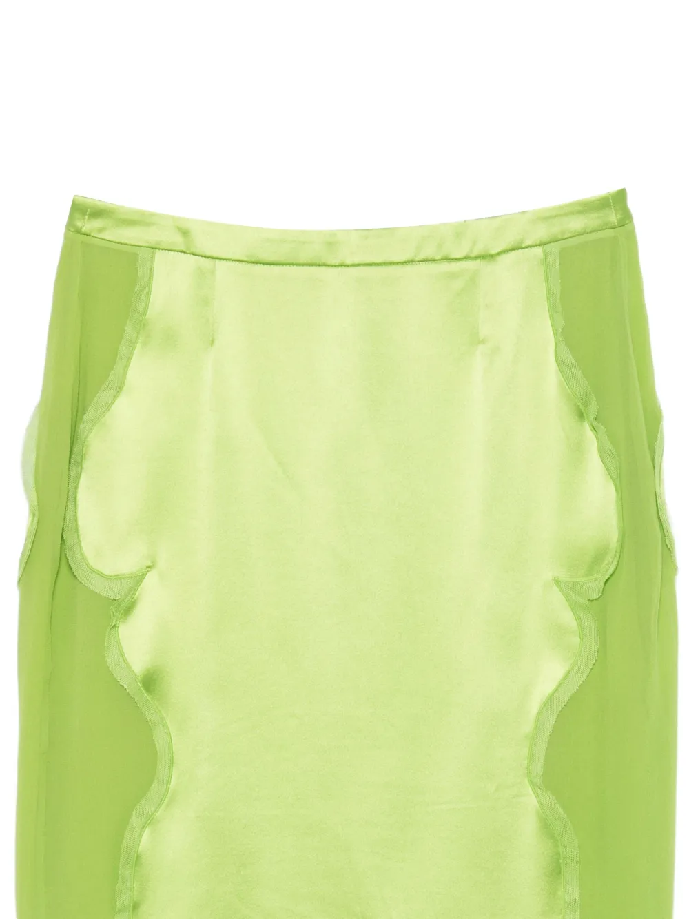 Pre-owned Saint Laurent 2004 Pagoda Silk Skirt In Green