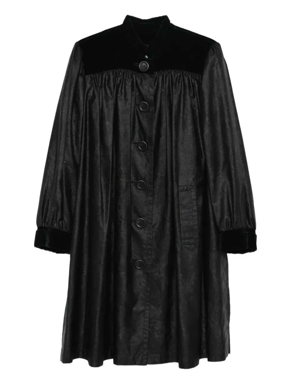 Saint Laurent Pre-Owned abrigo de seda con botones 1980 | negro | Image 1
