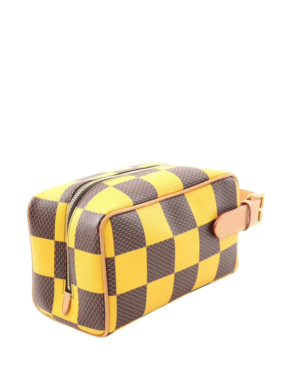 Pre-owned Louis Vuitton 2021-2025 Damier Pop Locker Dopp Kit Clutch Bag In Yellow
