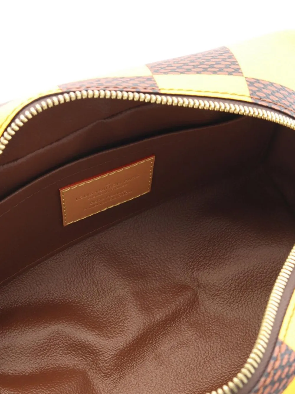 Pre-owned Louis Vuitton 2021-2025 Damier Pop Locker Dopp Kit Clutch Bag In Yellow