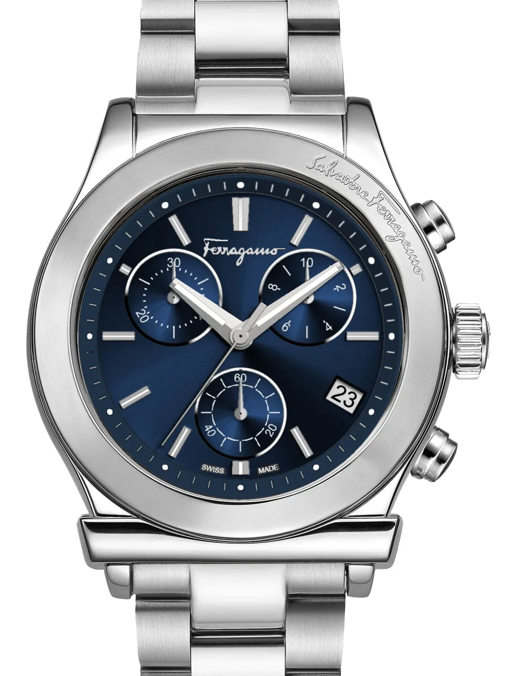 Ferragamo Chronograph roestvrijstalen 42 mm - Blauw
