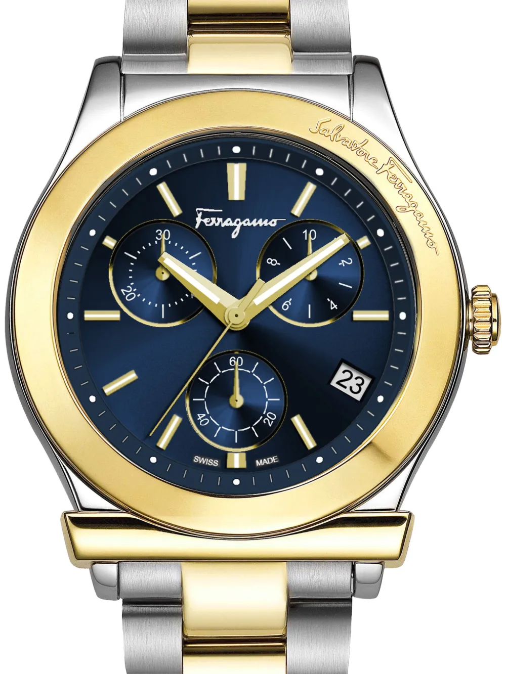 Ferragamo Chronograph roestvrijstalen 42 mm - Blauw