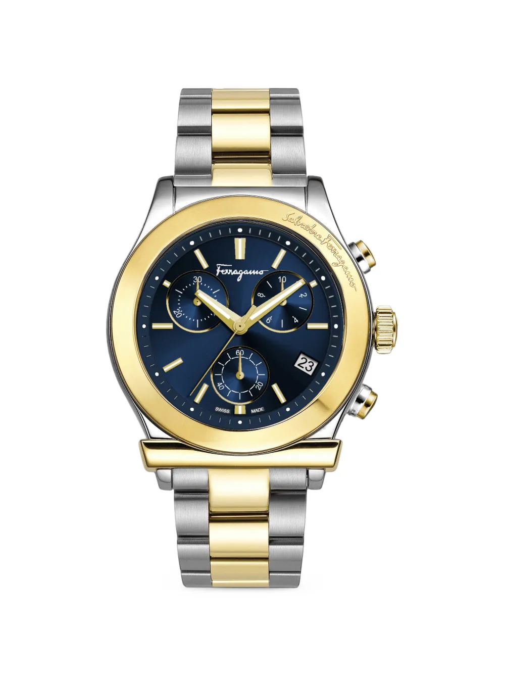 Ferragamo montre chronographe 42 mm en acier inoxydable - Bleu Ferragamo montre chronographe 42 mm en acier inoxydable - Bleu