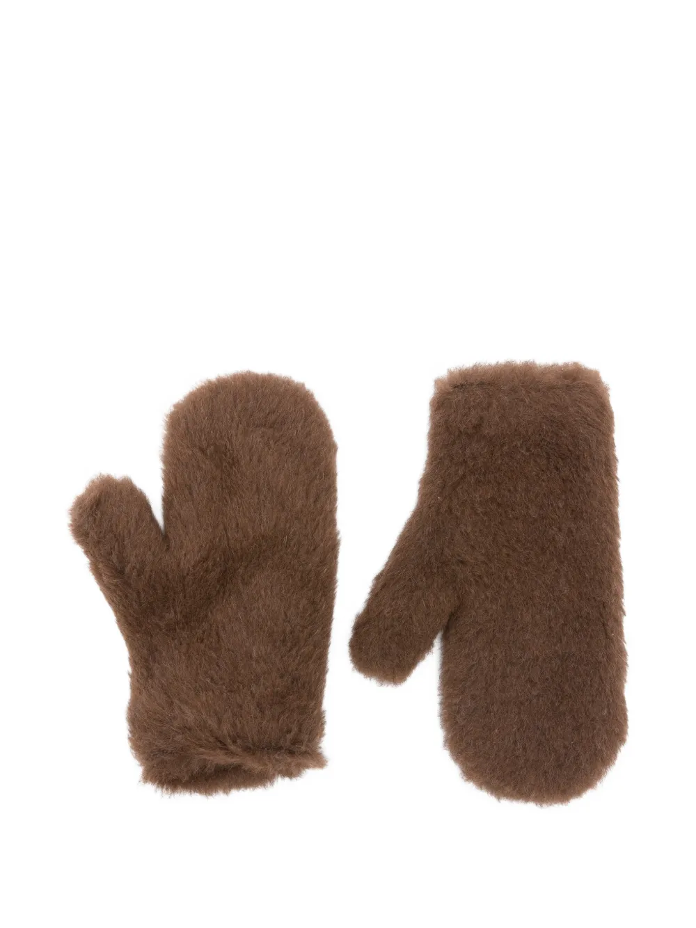 Max Mara Teddy-textured Gloves In Brown