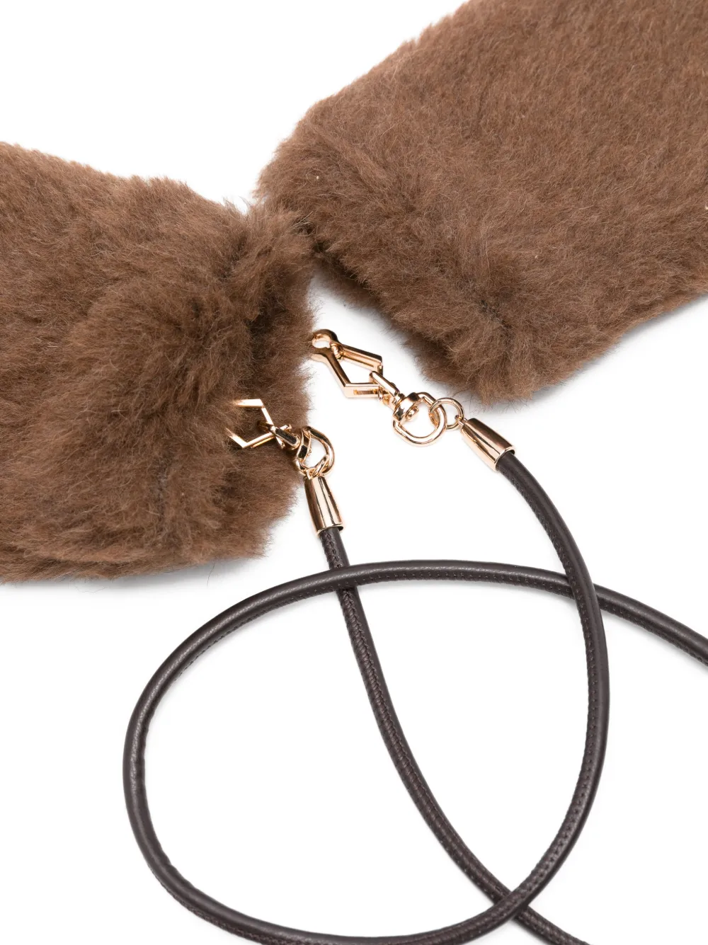 Max Mara Teddy-textured Gloves In Brown