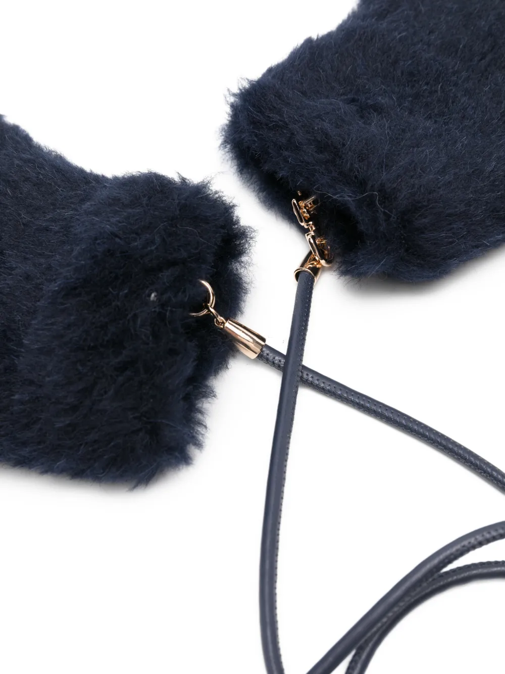 Max Mara Teddy-textured Gloves In Blue