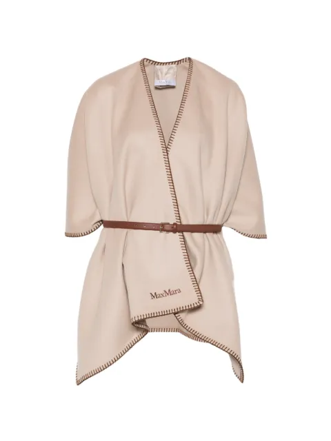 Max Mara logo-embroidered wool poncho