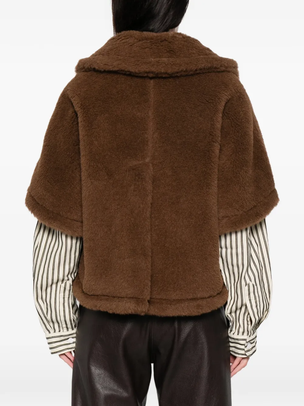 Max Mara Button-up Teddy-textured Jacket In Brown