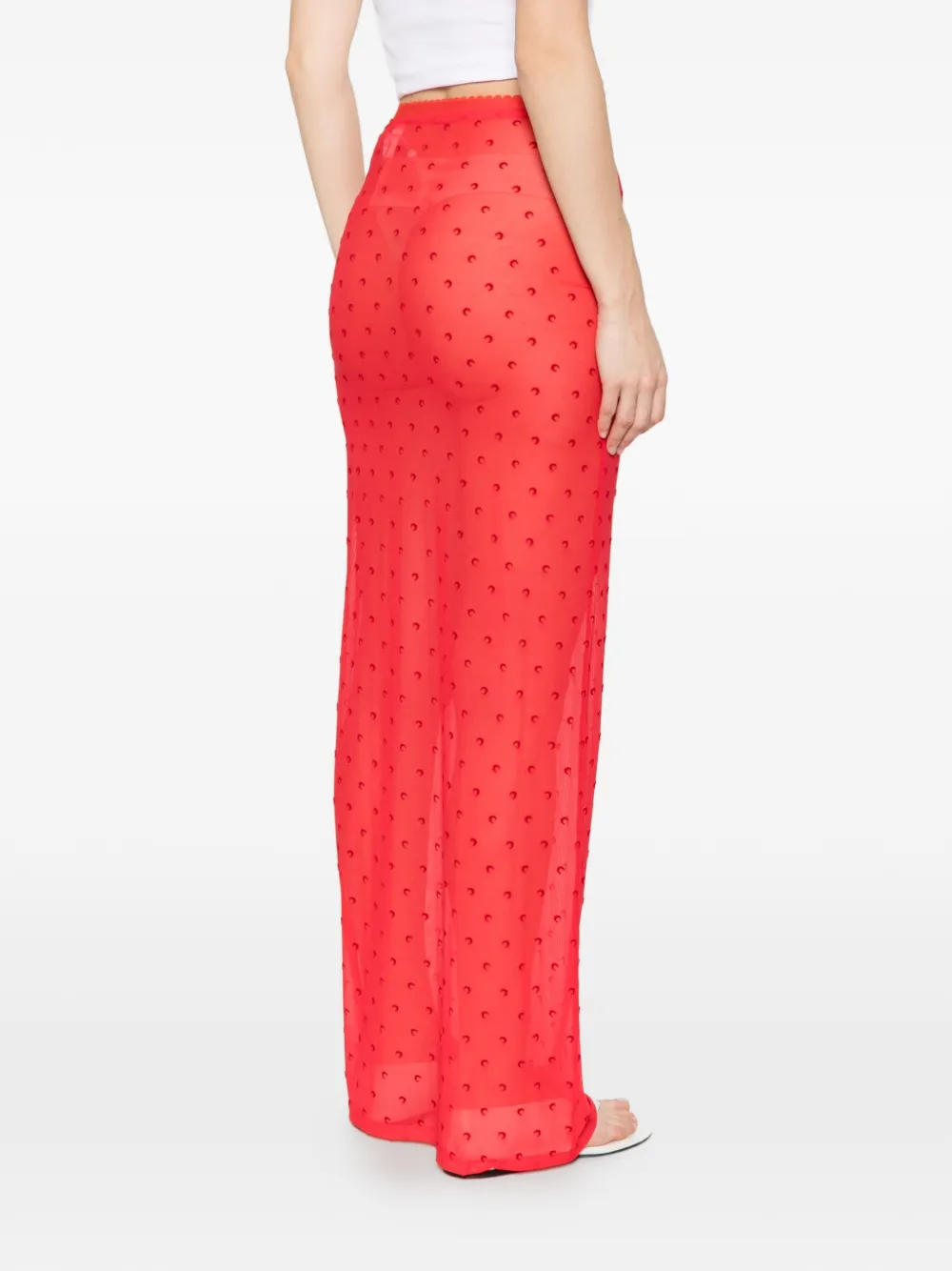 Marine Serre Moon Plumetis mesh rok Rood