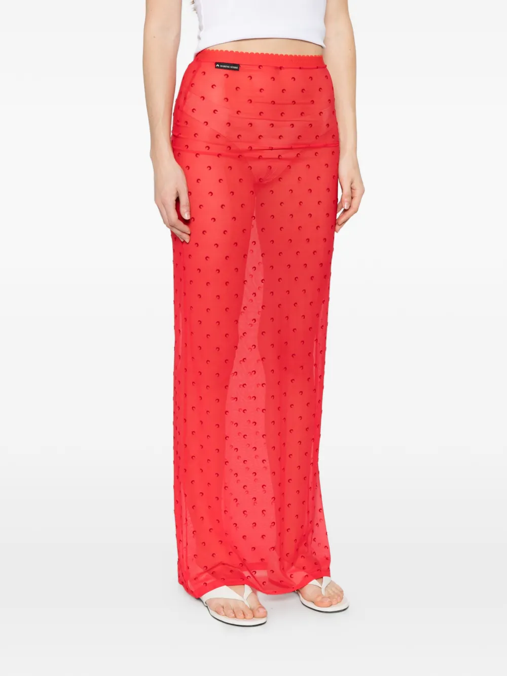 Marine Serre Moon Plumetis mesh rok Rood