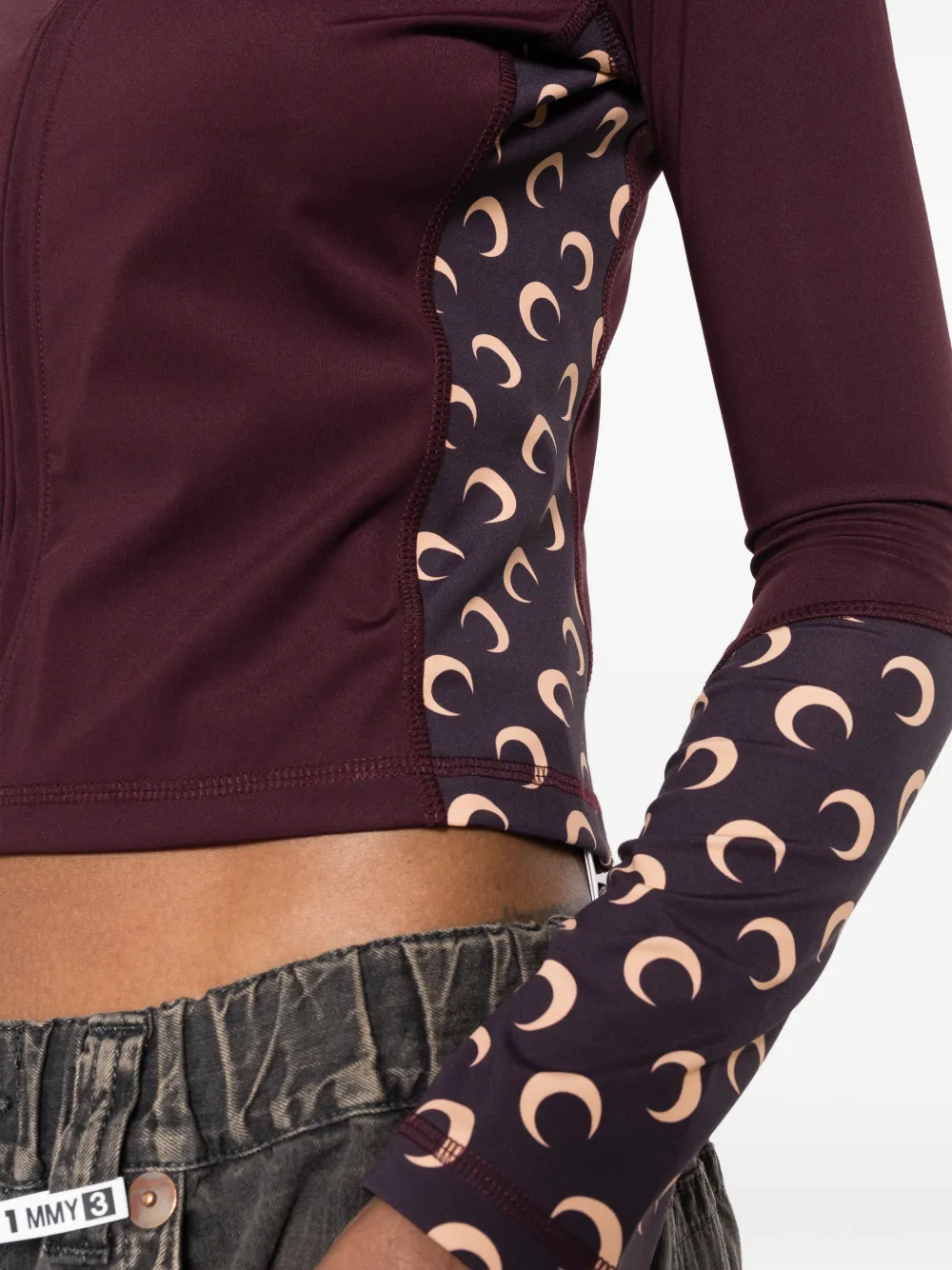 Marine Serre Top met maanprint en vlakken Rood