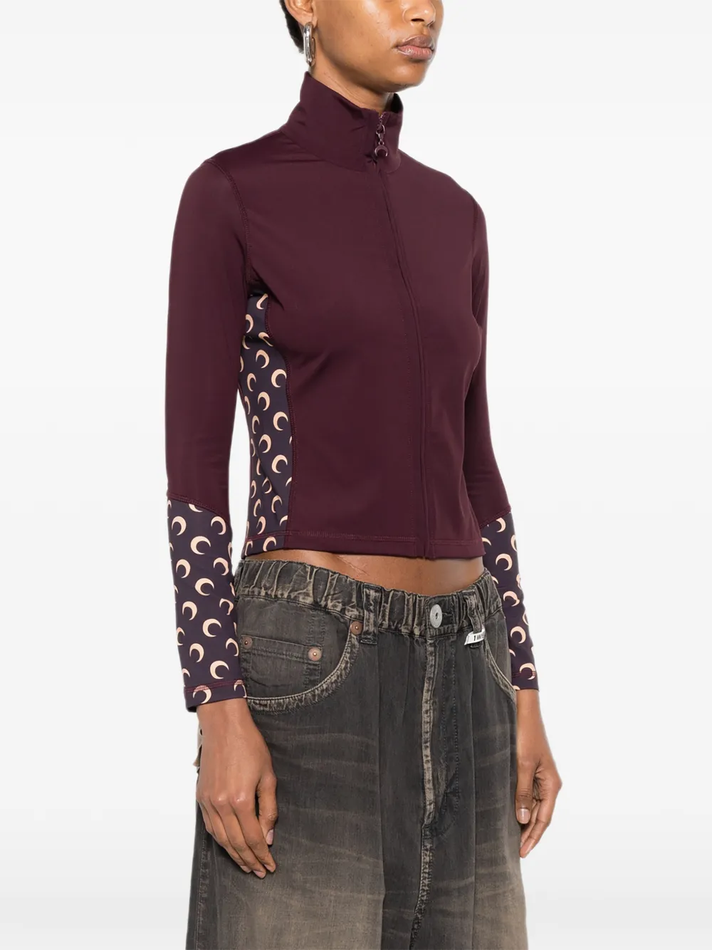 Marine Serre Top met maanprint en vlakken Rood