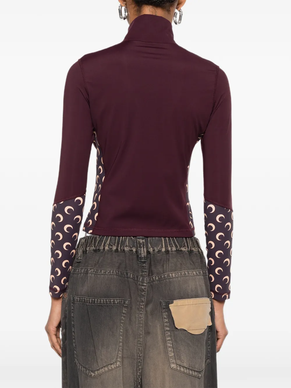 Marine Serre Top met maanprint en vlakken Rood