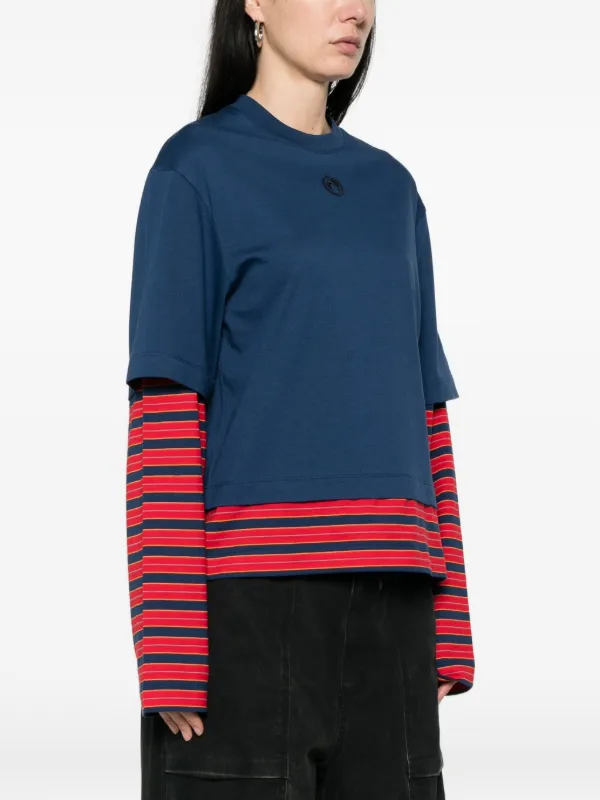 Marine Serre Logo Striped T-shirt | Blue | FARFETCH SG