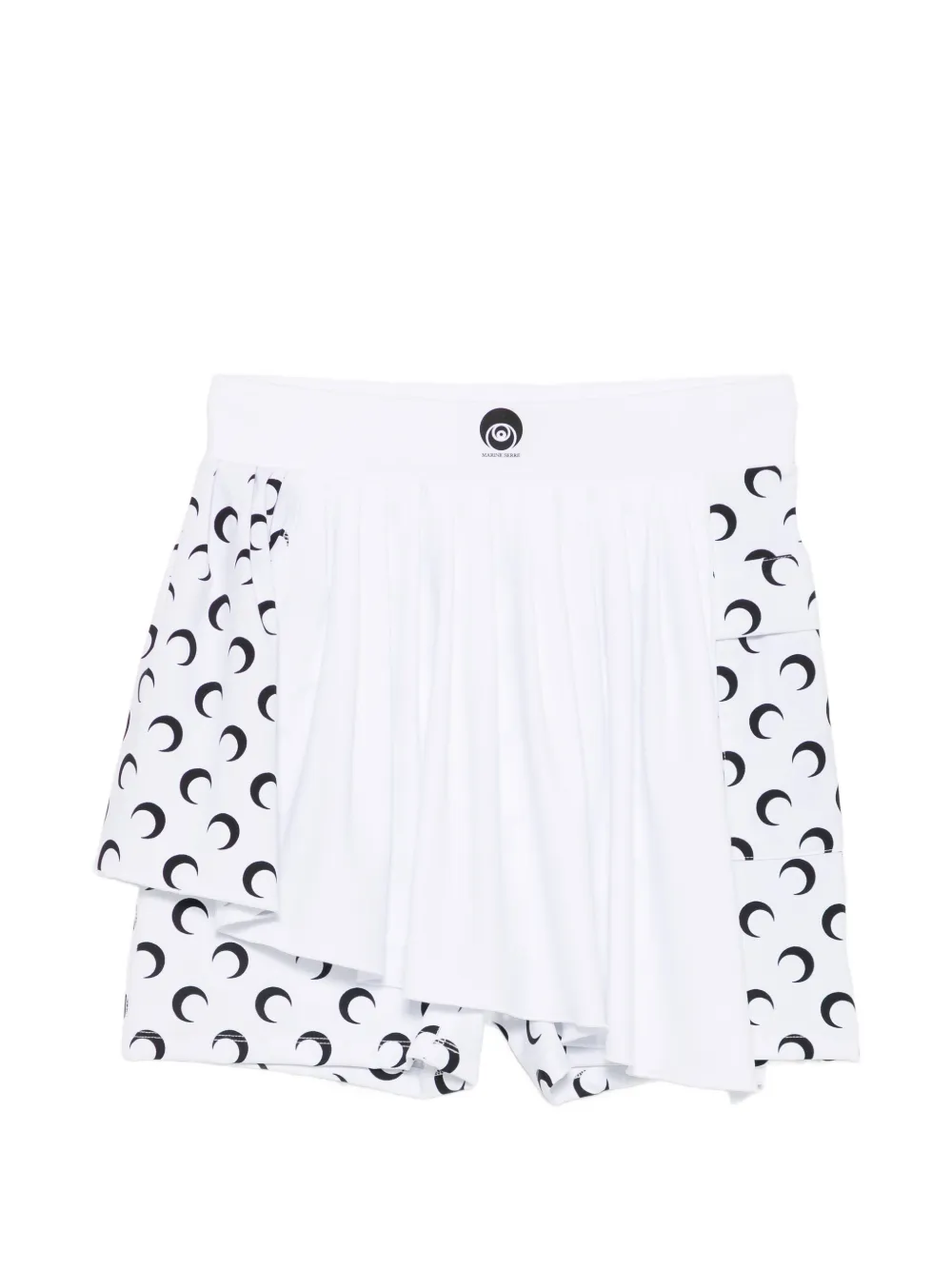 Marine Serre Moon-print pleated shorts - Bianco