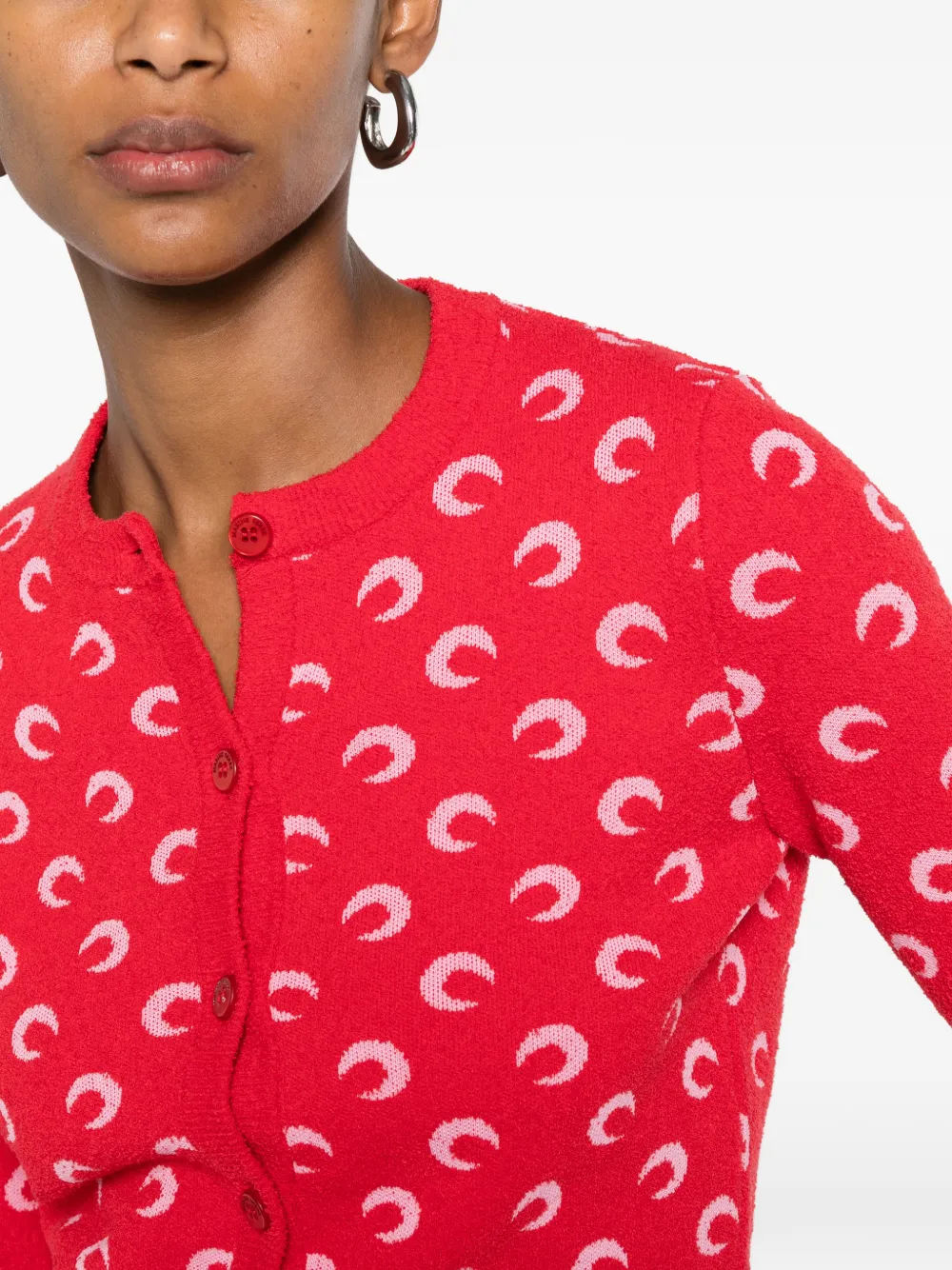 Marine Serre Bouclette vest met maan-jacquard Rood